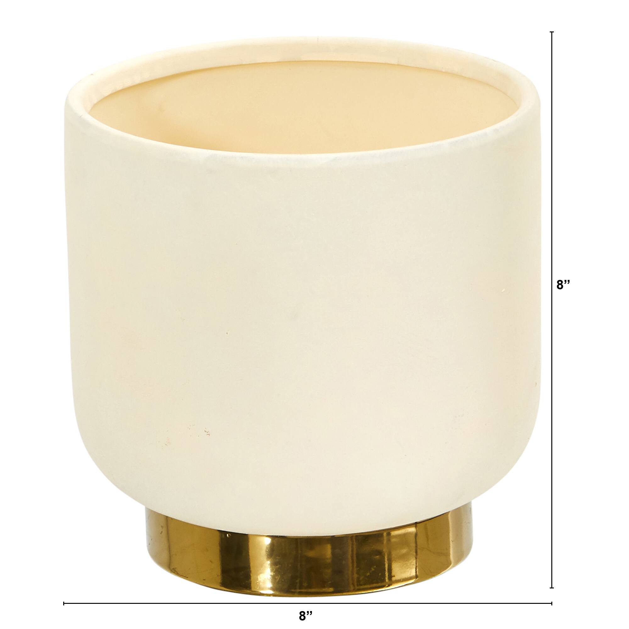 8" Elegance Ceramic Planter with Gold Accents